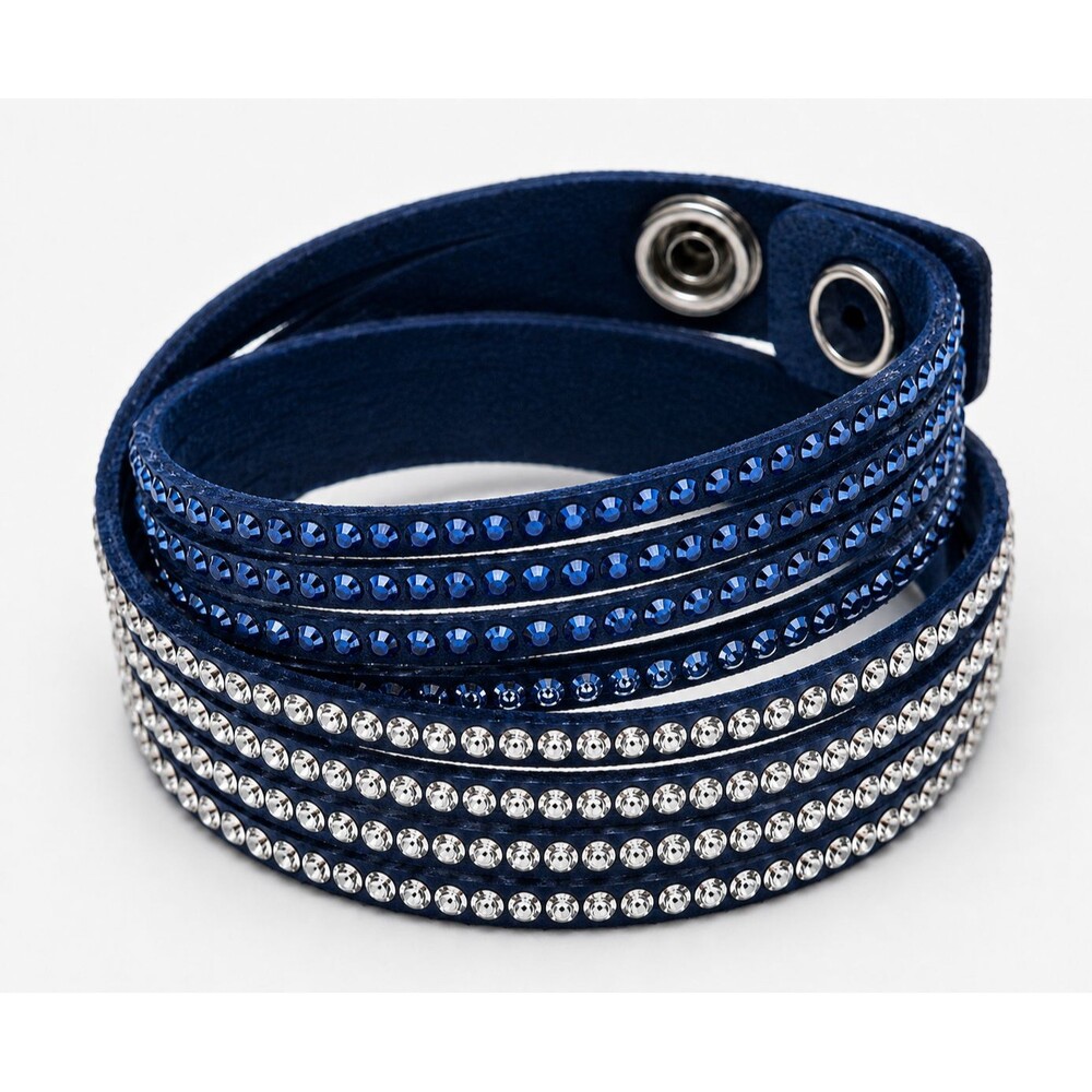 Touchstone Crystal Swarovski Wrap-Star Bracelet Cobalt Blue Leather NWOT